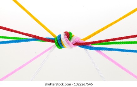 Multi-colored Rope Tied Concept Business Unity.