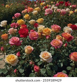 Multicolored roses are vibrant and eye-catching flowers featuring petals. - Powered by Shutterstock