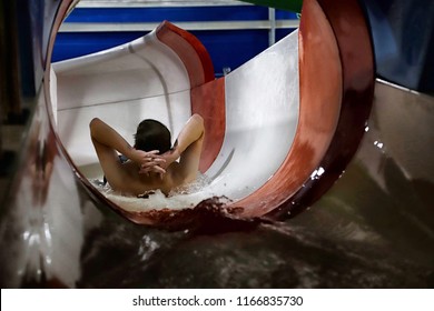 Multi-colored Slide In The Indoor Water Park