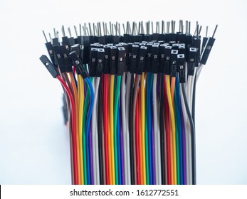 Multicolored soldless thin male and female wires with connectors for electronic robotic modules and devices