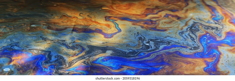 Multicolored Spot Gasoline Abstract Background, Abstract Oil Spill On Water