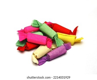 Multicolored Taffy Candy On A White