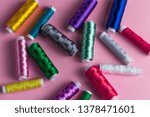 multicolored threads lying on the table. sale, business concept