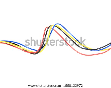 Multicolored USB cables on bright background