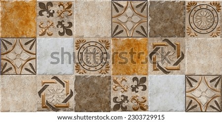 Multicolour Rustic Digital Wall Tile Decor For interior Home or Rustic Ceramic wall tile Design, Heavily Mixed Wall Art Decor For Home, wallpaper, linoleum, textile, background.