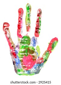 multi-coloured handprint