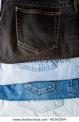 Multi-coloured jeans.