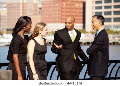 A Multicultural Business Team Outside In Discussion