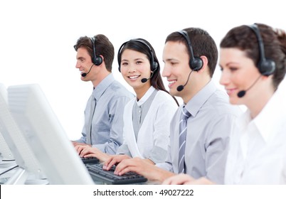 Multicultural Customer Service Agents Working Call Stock Photo 49027222 ...