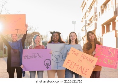 Multicultural And Diversity Group Pride For Equality Demonstration Women International Day