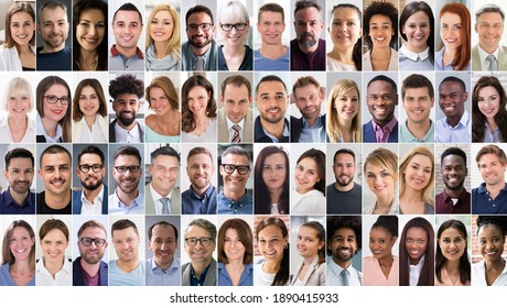 Multicultural Faces Photo Collage. Portrait And Avatar Headshots - Shutterstock ID 1890415933
