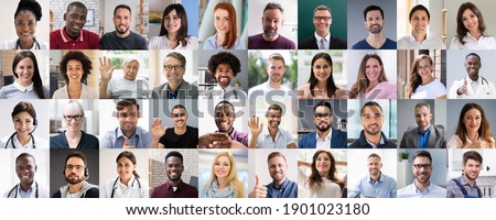 Multicultural Faces Photo Collage. Portrait And Avatar Headshots