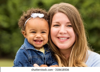 Multicultural Family.  Mother And Daughter.