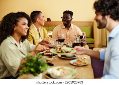 Multicultural Friends Having Dinner Restaurant Stock Photo 2201925983 ...