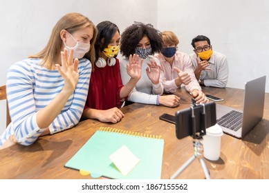 multicultural group of millennials in video conference, current social issues related to the coronavirus epidemic, team of students engaged in an online call, the new normal, diversity and aggregation - Powered by Shutterstock