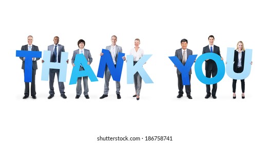 Multi-Ethnic Business People Holding Thank You