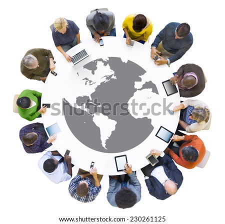 Multi-Ethnic Business People Meeting with Digital Device