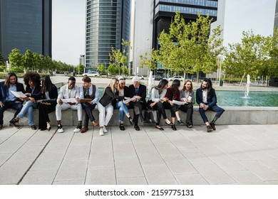 Multiethnic Business People Working Outdoor From Office - Meeting And Entrepreneur Concept