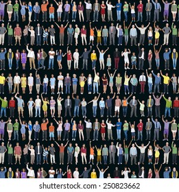 Multiethnic Casual People Togetherness Celebration Arms Raised Concept - Shutterstock ID 250823662