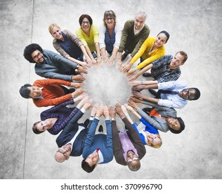Multi-Ethnic Diverse Group of People In Circle Concept