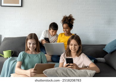 Multiethnic diverse teens studying at home for online school - Powered by Shutterstock