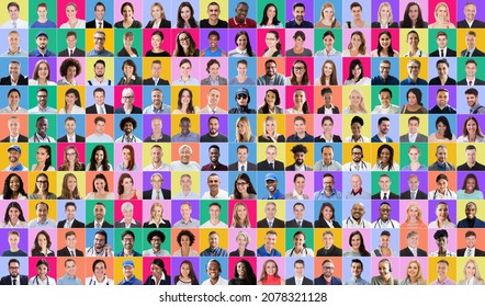 Multiethnic Faces Variation Collage. Mixed Adult People - Shutterstock ID 2078321128