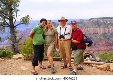 Multi-ethnic Family In Grand Canyon National Park - North Rim