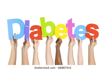 Multi-Ethnic Group Of Diverse People Holding Letters That Form Diabetes  - Powered by Shutterstock