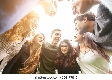 Multiethnic Group of Friends in a Circle
