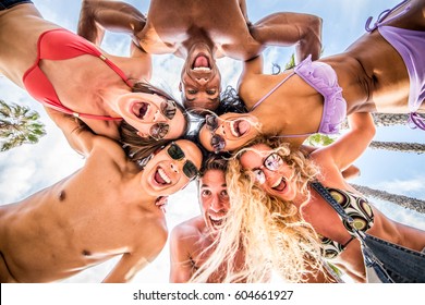 Multi-ethnic Group Of Friends Portrait At The Beach