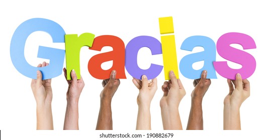 Multiethnic Group of Hands Holding Gracias