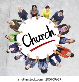 Multi-Ethnic Group Of People And Church Concepts