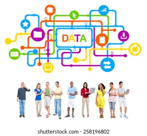 Multi-Ethnic Group of People and Data Concept