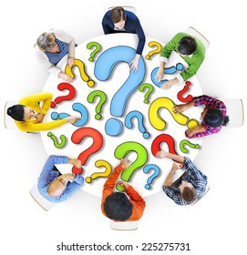 Multiethnic Group Of People With Question Mark