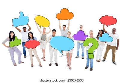 Multiethnic Group People Speech Bubbles Symbol Stock Photo 230276533 ...