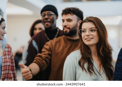 Multiethnic group of smiling friends enjoying a casual meeting indoors. - Powered by Shutterstock