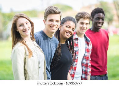 Multiethnic Group Of Teenagers Outdoor