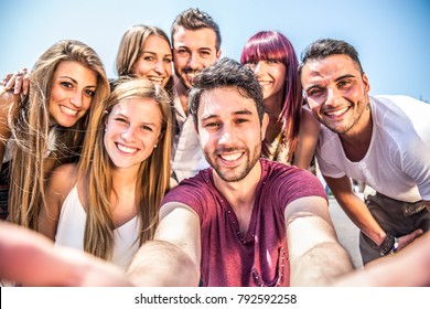 Multi-ethnic Group Of Teenagers Taking A Selfie