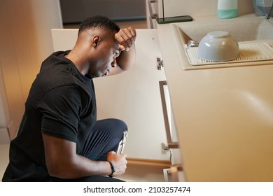 Multiethnic Man Wiping Off Sweat Form His Forehead