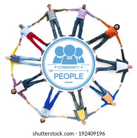 Multiethnic People Forming Circle Holding Hands Stock Photo 192409196 ...