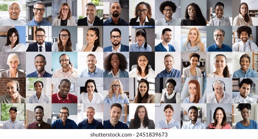 Multi-Face Collage of Business and Medical People in Webinar - Powered by Shutterstock