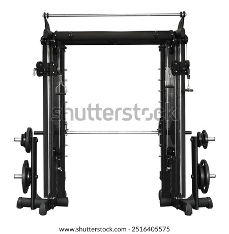 Multi-functional exercise machine gym equipment for physical training isolated on white background. Workout concept of body wellness