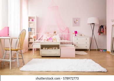 Multifunctional Girl Room With Bed, Rug, Chair And Desk