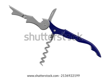 multifunctional multitool opener in the open state isolated on a white background