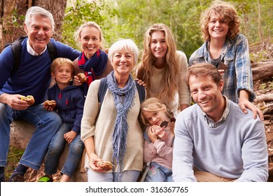 Multi-generation Family With Teens Eating Outdoors Together