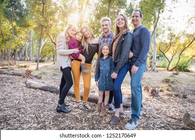 Multigenerational Mixed Race Family Portrait Outdoors.