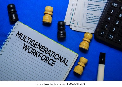 Multigenerational Workforce Text On A Book Isolated On Office Desk.
