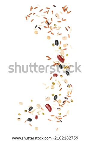 Multigrain,bean splash on isolated on white background, Stop motion, food and drink object design.
