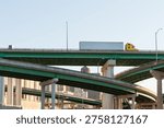 Multi-level interchange of the Interstate I-40 overpass in Memphis with truck heading towards Hernando de Soto bridge in Memphis, Tennessee