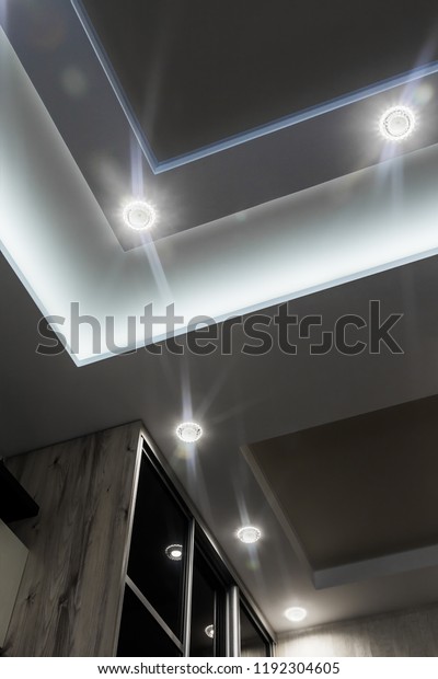 Multilevel Modern Ceilings Interior Apartment House Stock